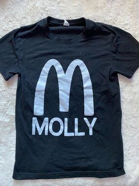 Black Graphic Tee with White 'Molly' Print